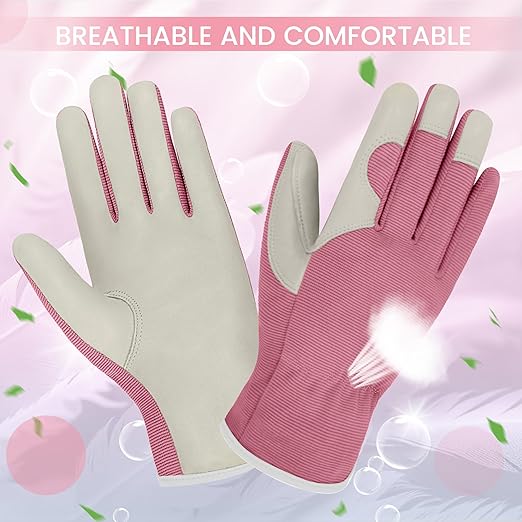 Gardening Gloves, Garden Gloves for Women and Men, Thorn Proof Working Gloves, Durable Leather Work Garden Gloves for Yard & Outdoor Work, Purple, XL