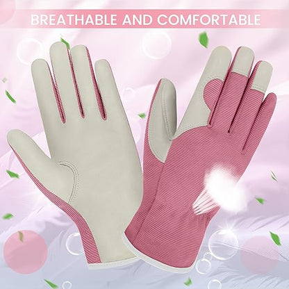 Gardening Gloves, Garden Gloves for Women and Men, Thorn Proof Working Gloves, Durable Leather Work Garden Gloves for Yard & Outdoor Work, Purple, S