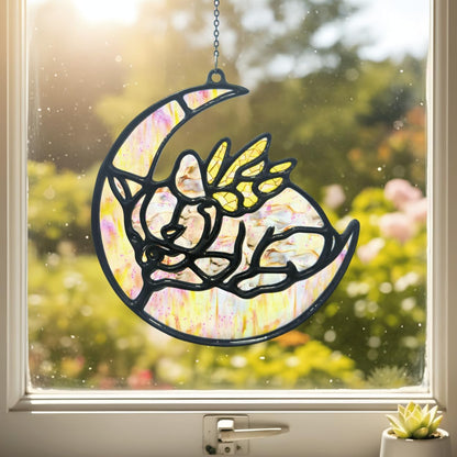 Moon Handmade Artisan Resin Sun Catcher Stained Glass Effect Christmas Window Hanging Ornament Garden Decor