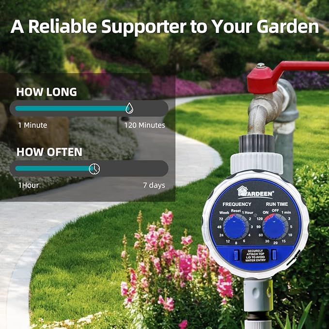 Water Timer Electronic Hose Sprinkler Garden Irrigation Controller Two Dial,No Water Pressure Required