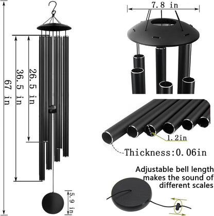 Large Memorial Wind Chimes, 67'' Deep Tone 6 Heavy Tubes Soothing Tones Windchimes for Outside Garden Patio Hanging Decor, Sympathy Gifts, Memorial Wind Chime Best Gift for Mom Women Grandma Neighbors