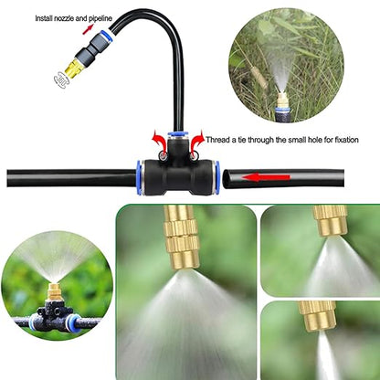 Update 82Ft Irrigation Copper Nozzle System, Automatic Irrigation System with Replaceable 360°Bendable Sprayer,atomizing Copper Nozzle for Watering System for Garden Plant Lawn Patio and Yard.(20)