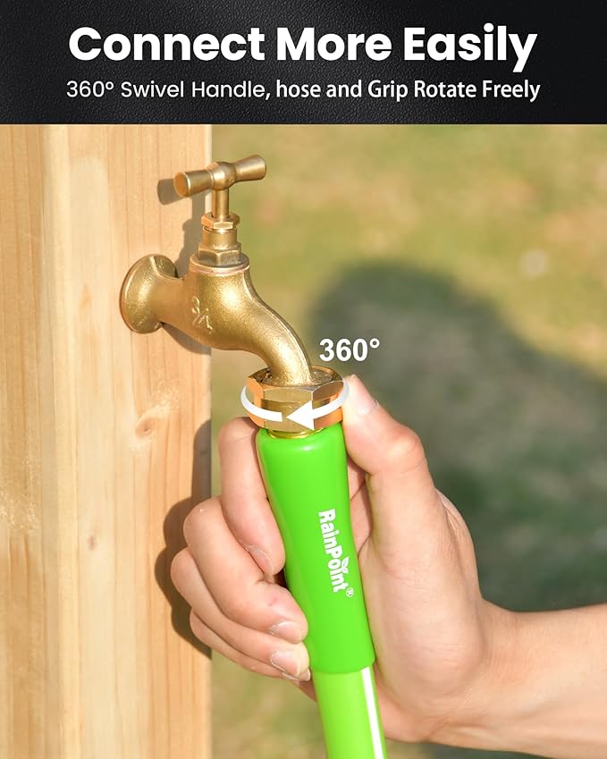 RAINPOINT Short Leader Garden Hose 5ft - Lightweight Water Hose with Swivel Handle - Flexible, Heavy Duty, Hybrid Rubber, with Male to Female Fittings