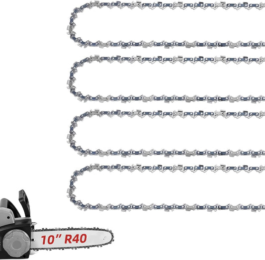 4 Pack 10 Inch Chainsaw Chain .043" Gauge 3/8" LP Pitch 40 Drive Links, Replacement Chain 10" Fits for Ryobi P546, Worx WG322, Echo, Milwaukee M18 FUEL Pole Saw, Echo and More R40