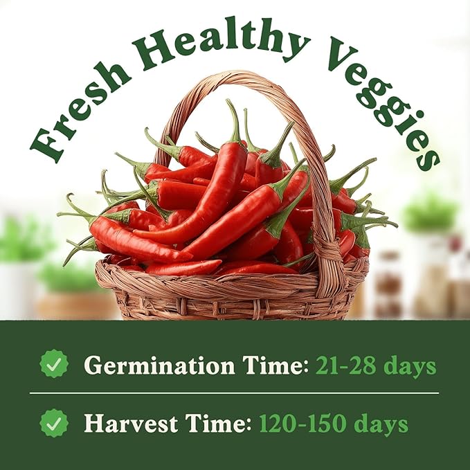 Seedboy Ghost Pepper Seeds for Planting Indoor and Outdoor, Non-GMO Vegetable Seed Packet for Hydroponic Garden Indoor or Planting Outdoors (Bhut Jolokia Ghost Pepper)