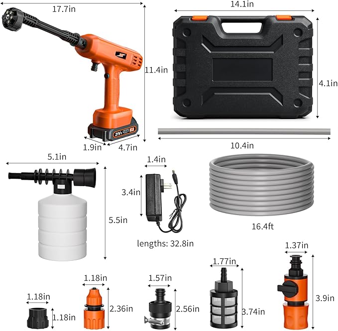Cordless Pressure Washer, Portable Battery Power Washer Electric Car Pressure Washer Handheld with 6-in-1 Nozzle 3000mah Battery, Small Power Car Cleaner for Floor Garden Fence Depot