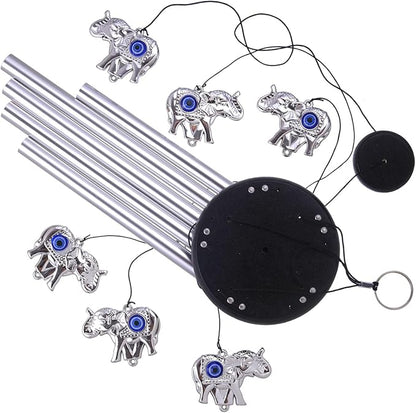 Blue Evil Eye Elephant Wind Chimes Outdoor Decor, Mobile Evil Eye Windcatcher, Evil Eye Elephant Wind Bells, Blue Evil Eye Amulet Wind Chimes for Home, Gift for Mom, Balcony, Patio, Garden Decoration