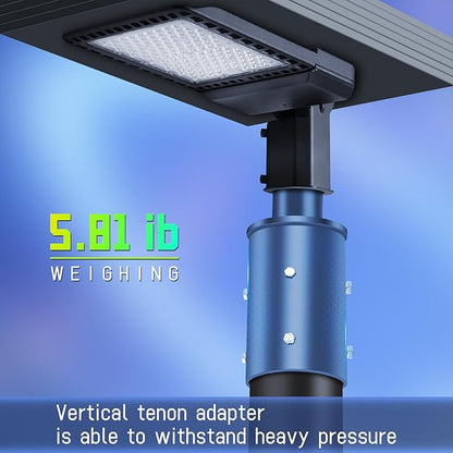 Bracket Mounting Arm for 5" Round Pole, 2 3/8" O.D. Parking Lot Light Pole Top Vertical Mount Adapter Lighting Accessories Sturdy Thicker Steel Bracket for Slip Fit Shoebox Street Lights