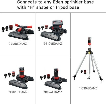 Eden 16028 4-Way Adjustable Mini Turbo Oscillating Sprinkler Head for Lawn and Garden; 1/2 Inch Thread Connector Fits for Most Garden Tool Base