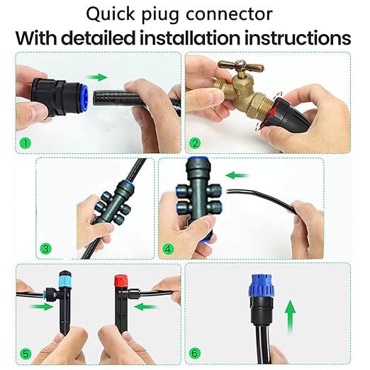 Quick-Connect Automatic Drip Irrigation System Kit – 230FT Garden Watering Kit with Adjustable Nozzles & Sprinklers for Greenhouse, Lawn, and Potted Plants Watering System