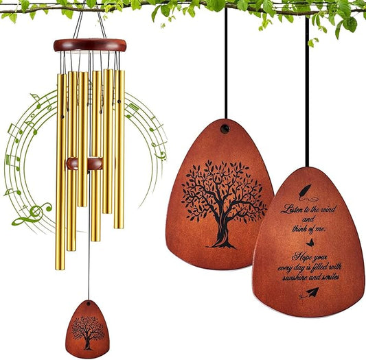 Wind Chimes for Outside, 32" Memorial Wind Chimes for Loss of Loved One Mother Father, Memorial Sympathy Gift Outdoor Garden Patio Decor, Bereavement Gift for Loss of Mom Dad (Classic Gold)