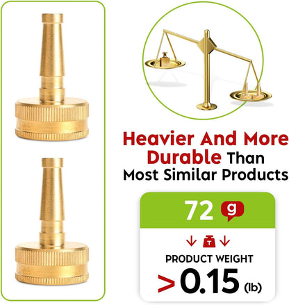 2" Jet Sweeper Brass Nozzle for Garden Hose, Heavy-Duty Solid Brass Hose Nozzles with 3/4" GHT Inlet, High-Pressure Jet Stream, Leak-Resistant, Includes 2 Rubber Washers