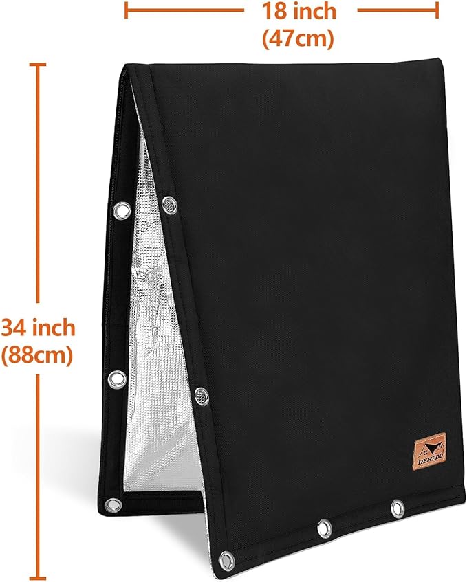 Backflow Preventer Insulation Cover - 2 Way Opening Pipe Insulation Cover for Irrigation Valve, Sprinkler Cover for Outside - Winter Freeze Protection Backflow Cover - 18" W x 34" H, Black