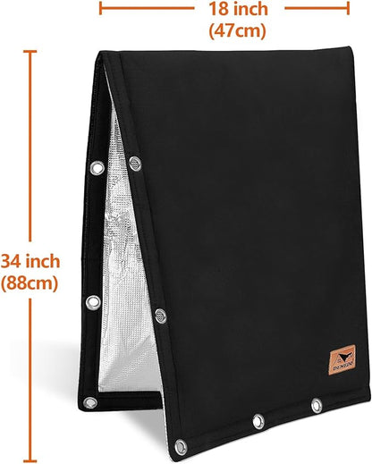 Backflow Preventer Insulation Cover - 2 Way Opening Pipe Insulation Cover for Irrigation Valve, Sprinkler Cover for Outside - Winter Freeze Protection Backflow Cover - 18" W x 34" H, Black