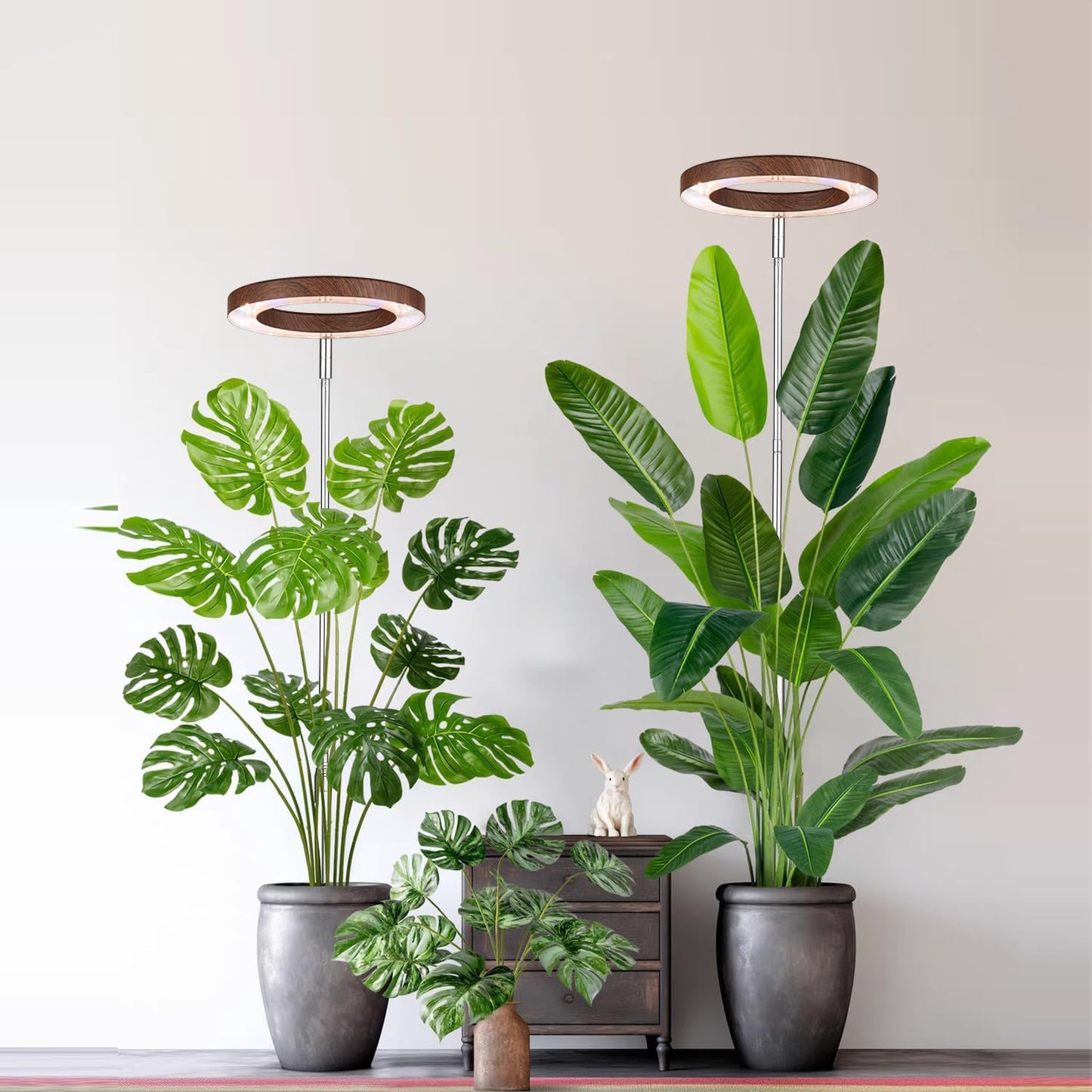 yadoker Plant Grow Light, LED Growing Light Full Spectrum for Indoor Plants,Aluminum Walnut Wood Grain Plant Lights,Height Adjustable, Automatic Timer, 5V Low Safe Voltage,Idea for Large