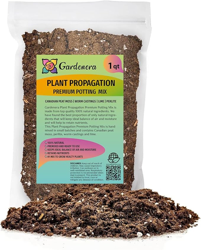 Gardenera Plant Propagation Premium Potting Mix: 100% Natural Ingredients for Optimal Growth - 1 Quart