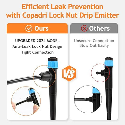 50pcs Drip Emitters Fan Shape with Stake for 1/4" Irrigation Tubing, Adjustable 360 Degree Water Flow Irrigation Vortex Sprayer On 5" Stake Garden Irrigation Dripper for Watering System