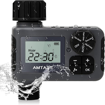 Sprinkler Timer Programmable Garden Hose Faucet Timer with Rain Delay/Manual/Automatic Drip Irrigation Function Watering System for Yard Crops Lawns Pool (1 Outlet, Black)