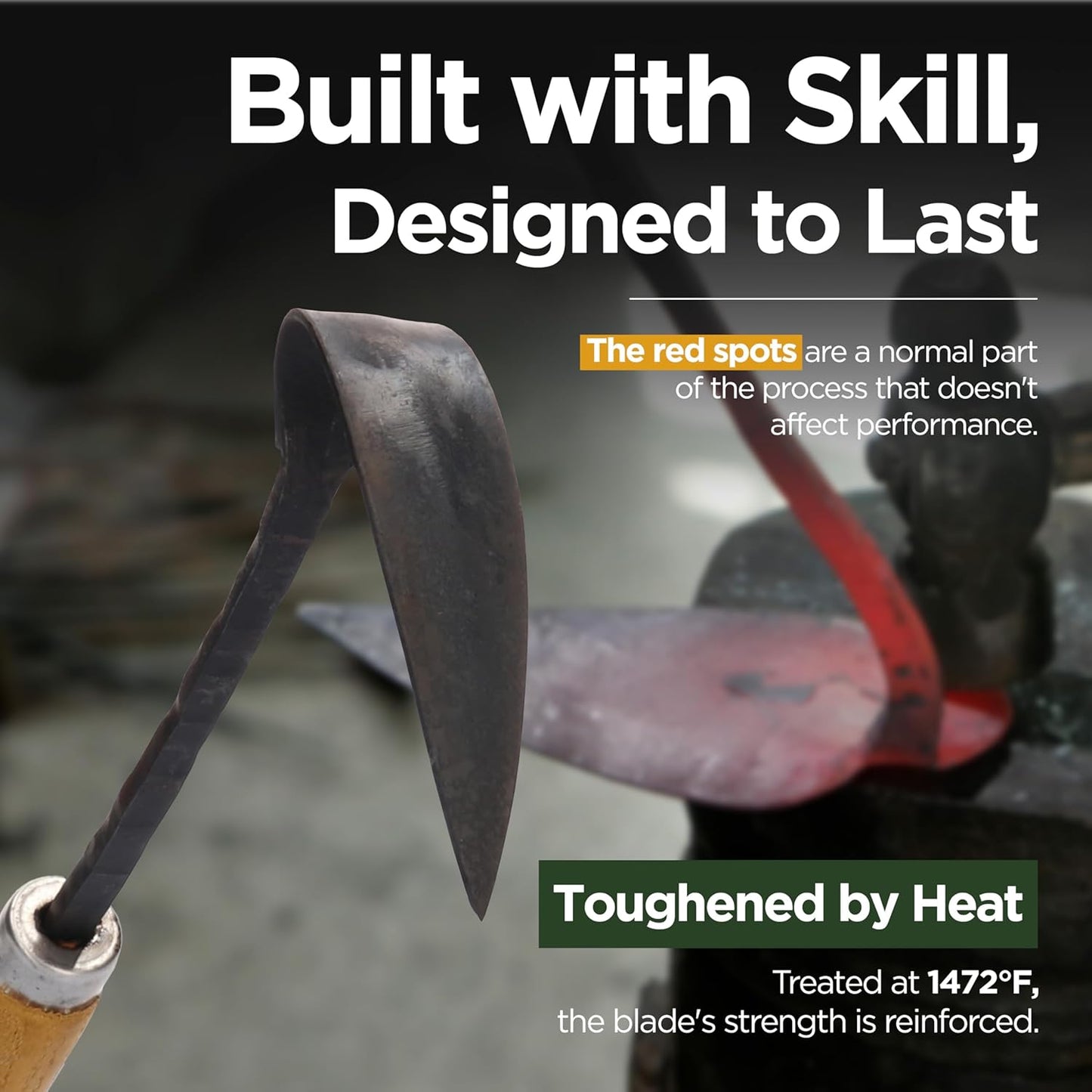 Point Homi Hand Hoe - Traditional Handmade Korean Garden Tool with Chestnut and Acacia Wood Handle for Weeding Digging & Planting