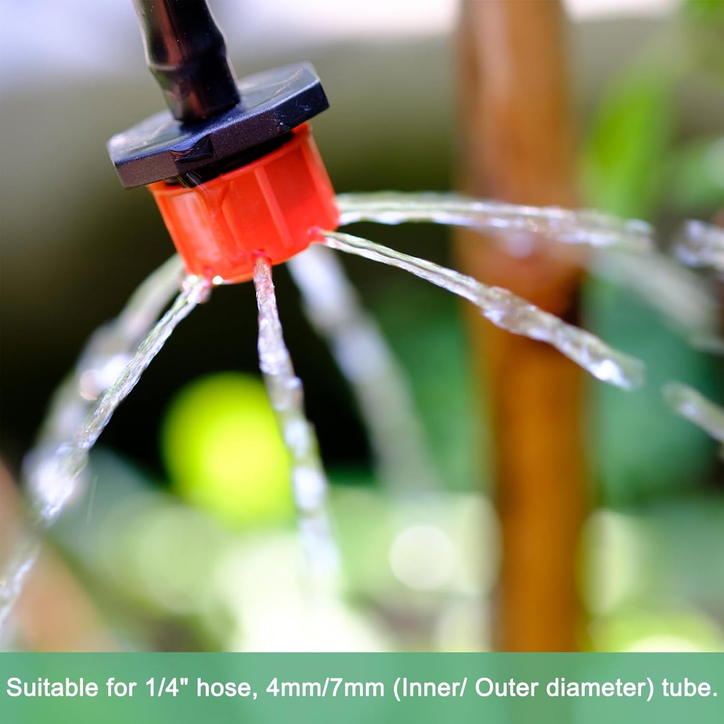 400-Pack 360 Degree Adjustable Irrigation Dripper, 1/4 Inch Barbed Emitter Drip Sprinklers for Garden/Greenhouse/Flower Bed/Watering System, Anti-Clogging Emitters [Red]