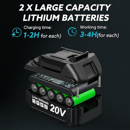 Cordless Electric Power Pruner Shears - Battery Pruning Shears 40mm Max Cutting Diameter with 20V 2X 2.0Ah Batteries and Charger, Professional Heavy Duty Gardening Pruner with Replacement Blades