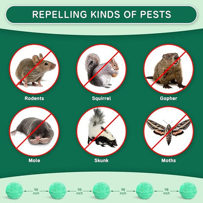 Rodent Mouse Repellent 14 Pieces, Peppermint Oil Moth Balls for Mice Rats Deterrent, Natural Pest Control Pouches for Chipmunks, Squirrels, Safe for Humans & Pets, Skunks, Indoor and Outdoor Use