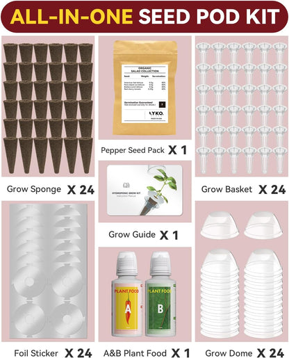 Hot Pepper Seed Pod Kit for Aerogarden, 16 Pods, Ahopegarden Hydroponics Growing System Indoor Garden Includes Jalapeno Peppers and Cayenne Chili Peppers, 500+ Seeds