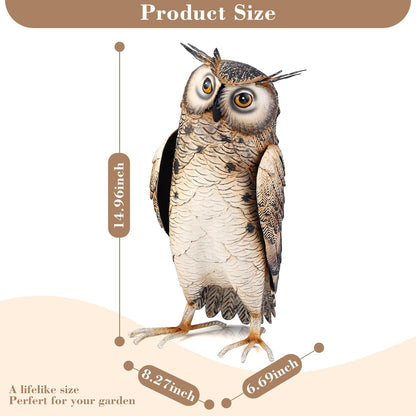 Shorayn Metal Owl Decor Garden Statue Outdoor Bird Yard Art Sculpture for Home Porch Patio Lawn Yard Decoration,Housewarming Birthday Gifts for Women