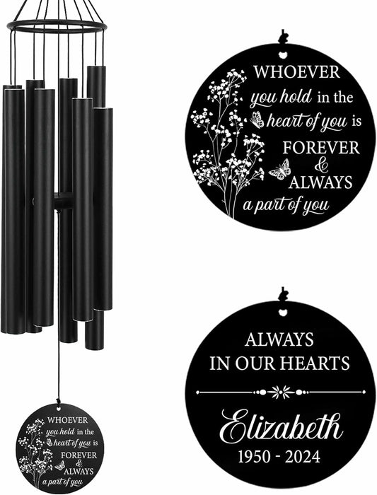Personalized 36" Memorial Wind Chimes for Outside, Sympathy and Bereavement Gift for Loss of Loved One, A Thoughtful Remembrance of Mother, Father or Husband for Garden and Patio