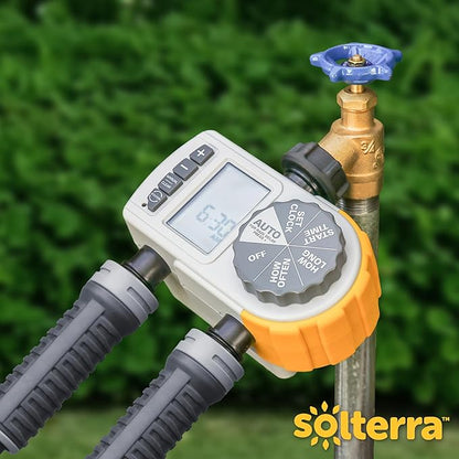 Solterra 28153 Single-Dial Two-Outlet Hose Timer, Gray