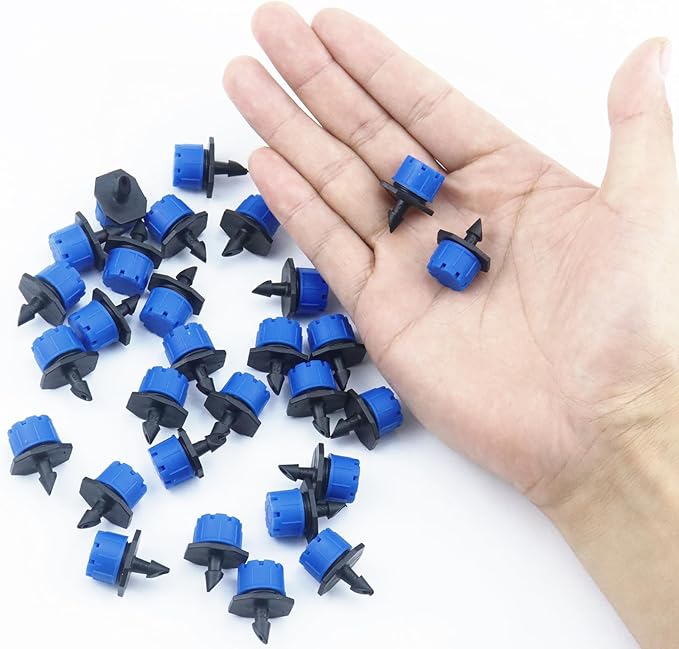 150 Pcs Adjustable Micro Drip Irrigation Sprinklers 1/4 Inch Universal 8-Hole Flow Dripper Garden Irrigation Nozzles for 4mm/7mm Tube Watering System (Blue)