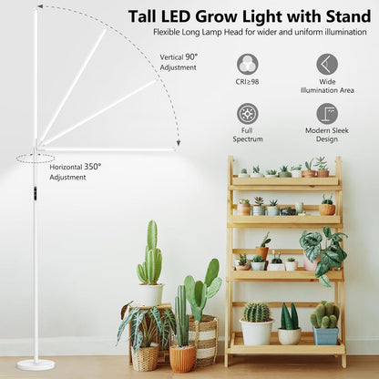 STERREN Grow Lights Stand for Indoor Plants, Full Spectrum Plant Floor Lamp for Indoor Growing, 22W LED Plant Light with 4/8/12H Timer, 47’’ Modern White Standing Grow Light for All Stages,1437lm