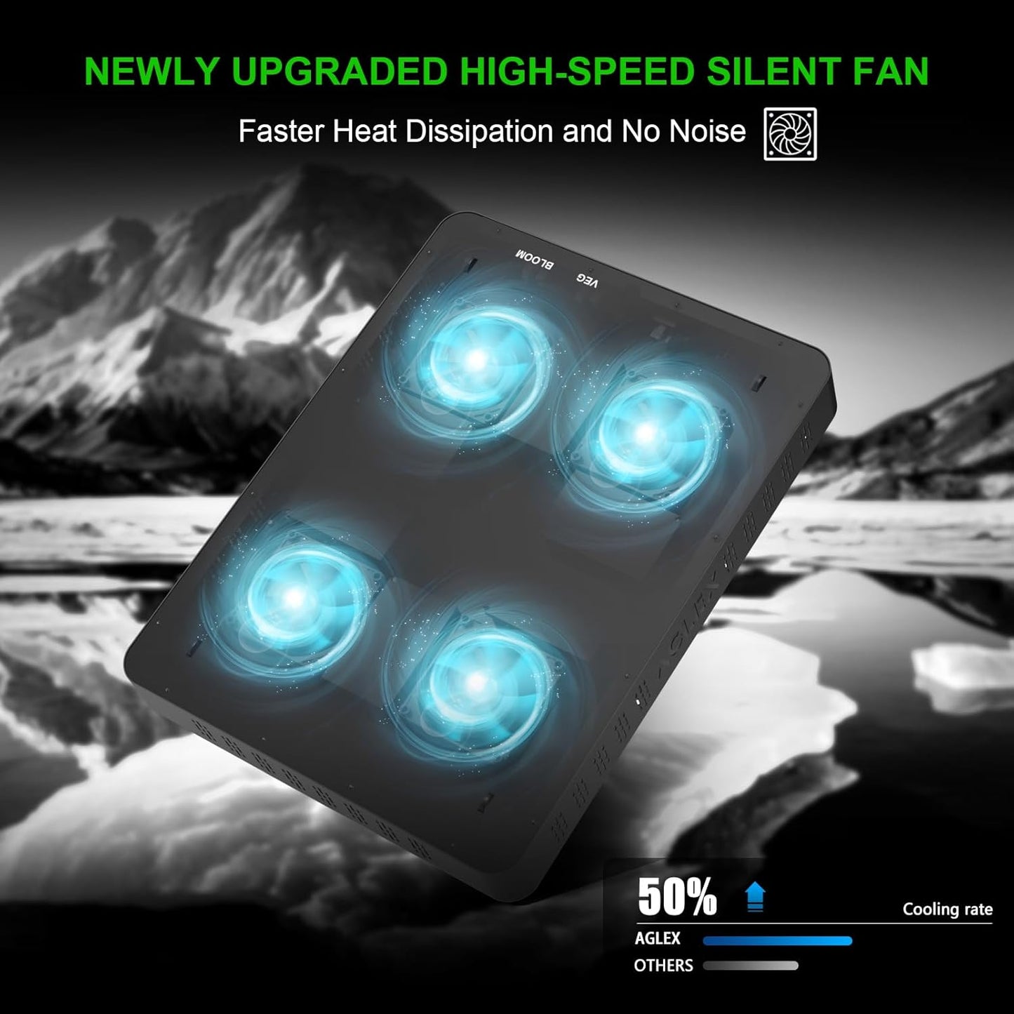 AGLEX E4000 LED Grow Light, Full Spectrum Grow Light with UV IR Diode, Grow Light for Indoor Plants with Daisy Chain & Built-In Silent Fan, Plant Growing Lamps for 3x4 FT Coverage, Veg Bloom Daul Mode