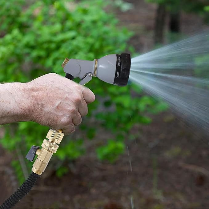 Hourleey Garden Hose Quick Connector, Solid Brass 3/4 Inch GHT Thread Garden Quick Connect Kit, Male and Female No-Leak Water Hose Fittings (8 Set)