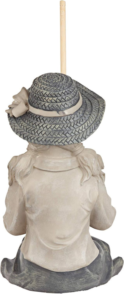 Design Toscano Big Catch Fisherwoman Nellie Girl with Fishing Pole Garden Statue, Medium 17 Inch Tall, Cast Stone Resin, Two Tone Stone Finish