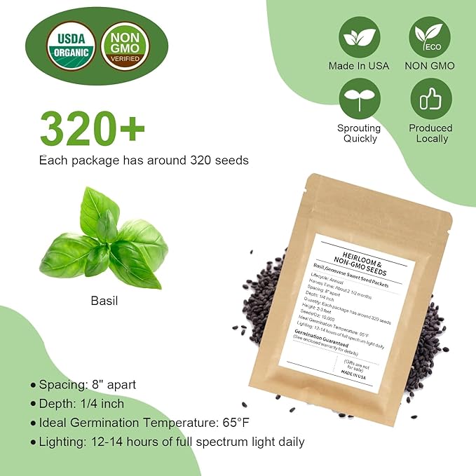 12-Pod Gourmet Herb Seed Kit Compatible with All Hydroponics, Hydroponic Growing Kit with Seeds & Grow Sponges – Indoor Garden Starter Set for Fresh Herbs & Vegetables (Basil)