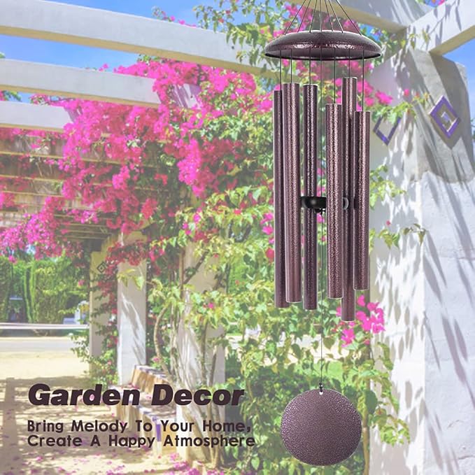 ASTARIN Wind Chimes Deep Tone, 36 Inch Large Metal Windchimes Outdoor Large Deep Tone with 6 Metal Tubes Deliver Soft Melody, Tuned WindChimes for Garden Balcony Patio and Home Décor. Bronze