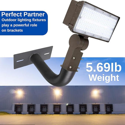 Wall Mount Bracket with 2-3/8"O.D., Heavy Duty Steel Parking Lot Light Mounted Extension Arm J Shape Sturdy Welded Mounting Bracket for Outdoor Street Slip Fit Shoebox Lights
