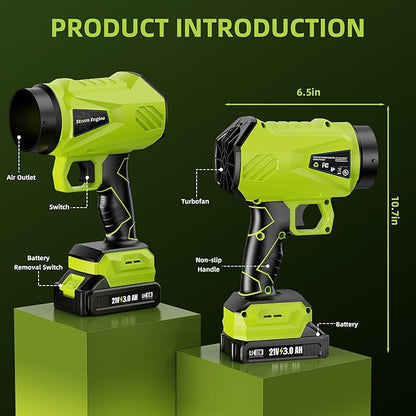 Cordless Leaf Blower, 2 x 21V 3000mAh Batteries, Lightweight & Adjustable Speed, 500W Power, 464 CFM, 50,000 RPM, Ideal for Yard & Garden Cleanup