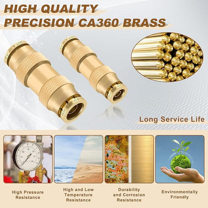 25pcs Quick Connect Brass DOT Air Line Fittings Straight Union 1/4” 3/8” Tube Push to Connect Fittings Air Suspension Fittings Straight Air Brake Union Push Lock Pneumatic Air Hose Fittings