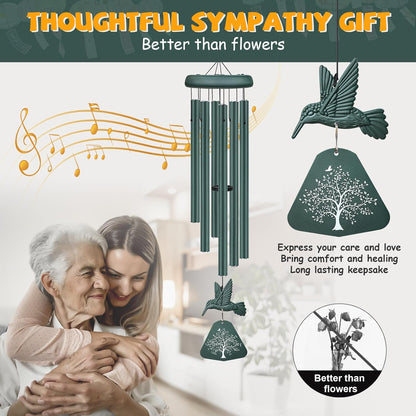 Sympathy Wind Chimes for Outside Deep Tone, Memorial Wind Chimes for Loss of Loved One Prime, Bereavement Condolence Remembrance Funeral Gifts for Grieving Friends Loss of Mother Father
