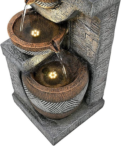SunJet 5-Tiers Indoor/Outdoor Garden Water Fountain - 42.5inches Modern Floor-Standing Cascading Water Feature - Suitable for Deck, Patio, Porch, Yard Decor