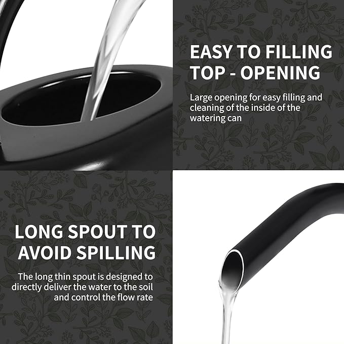 Watering Can, Stainless Steel Watering Can for Indoor & Outdoor Plants, 1L/35oz Long Spout Water Can with Handle, Rust-Proof Plant Watering Pot for House Plants, Garden Flowers