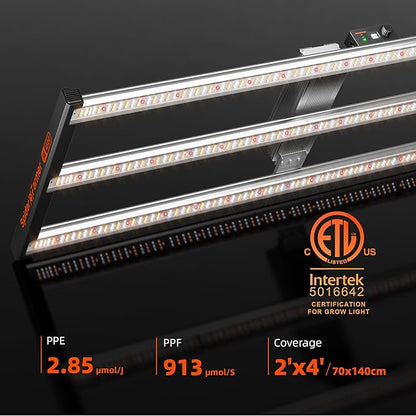 Spider Farmer SE4500 320W LED Grow Lights, Samsung LM301H EVO Diodes, 2025 Upgraded Remote App Control, 2X4ft Coverage Full Spectrum Dimmable Bar Style Growing Lamp for Indoor Plants