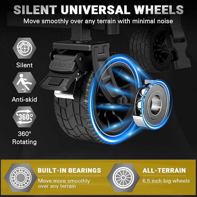 LEVELEVE Heavy Duty Folding Wagon - 2-in-1 Collapsible Cart, 400lb Capacity, All-Terrain Wheels w/Brakes & Side Pockets (Black)