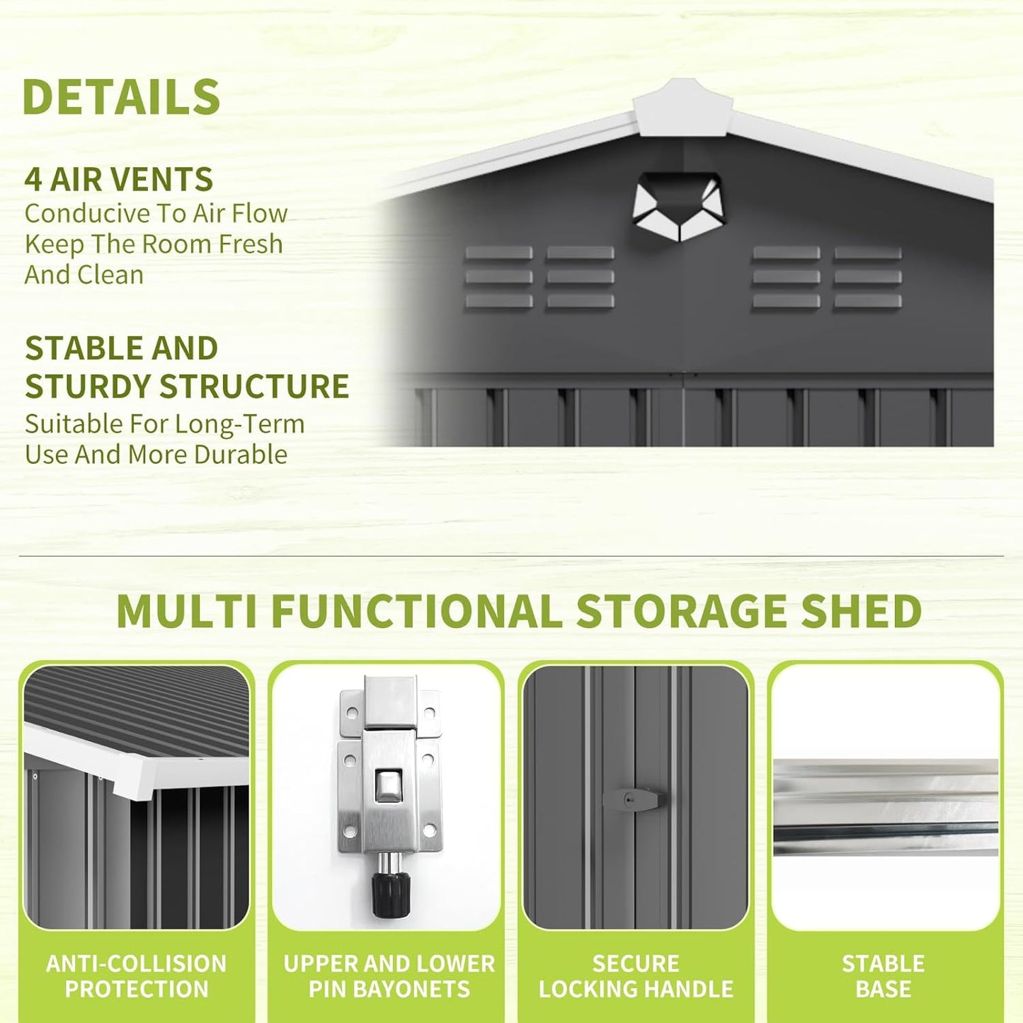 10x14 FT Outdoor Storage Shed,Metal Tool Sheds,Waterproof Outside Storage Shed,Large Storage Building with Lockable Door