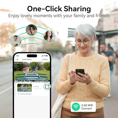 2K Smart Bird Feeder with Camera for Outdoor, Solar Powered, AI Identify 10,000+ Birds, 1.8L, IP65 Waterproof, Squirrel Proof, Live View Alerts, Various DIY Addons, Ideal Gift for Bird Watching