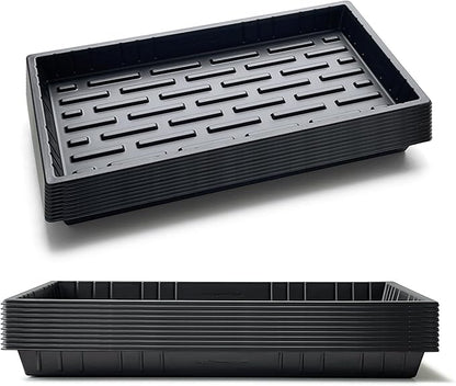 20 Pack Shallow 1020 Trays No Holes, Heavy Duty Reusable Seed Starter Flat Seedling Tray for 72/128 Cell Plug Tray, Transplant, Microgreen & Seed Germination (21"×11", 1.6" Deep, TD538)