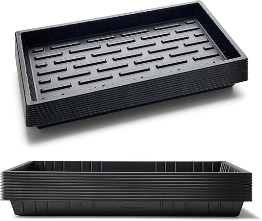 20 Pack Shallow 1020 Trays No Holes, Heavy Duty Reusable Seed Starter Flat Seedling Tray for 72/128 Cell Plug Tray, Transplant, Microgreen & Seed Germination (21"×11", 1.6" Deep, TD538)