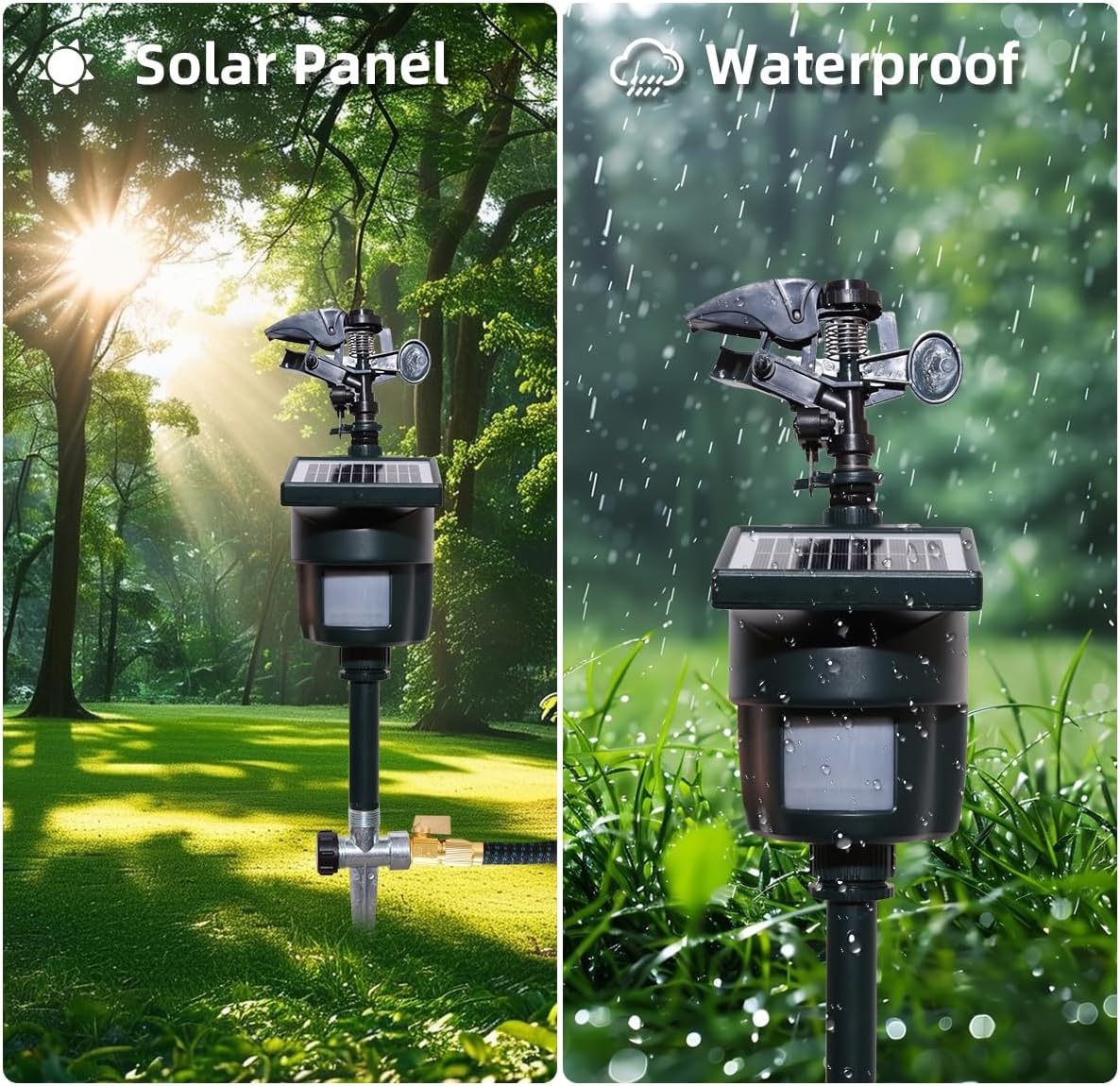 Solar Motion Activated Sprinkler with Day & Night Detection Modes Repellent Detector for Garden Outdoor Waterproof